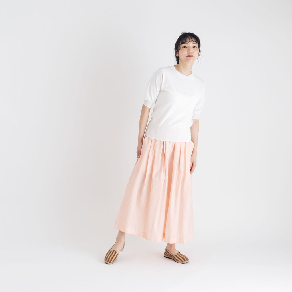 【SALE】 「くらすことの日常生活着」UVウォッシャブル5分袖ニットプルオーバー