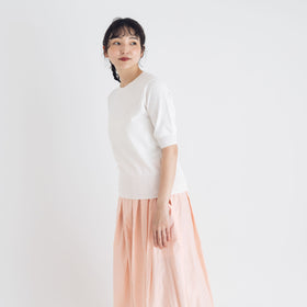 【SALE】 「くらすことの日常生活着」UVウォッシャブル5分袖ニットプルオーバー