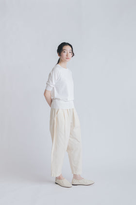 【SALE】 「くらすことの日常生活着」UVウォッシャブル5分袖ニットプルオーバー