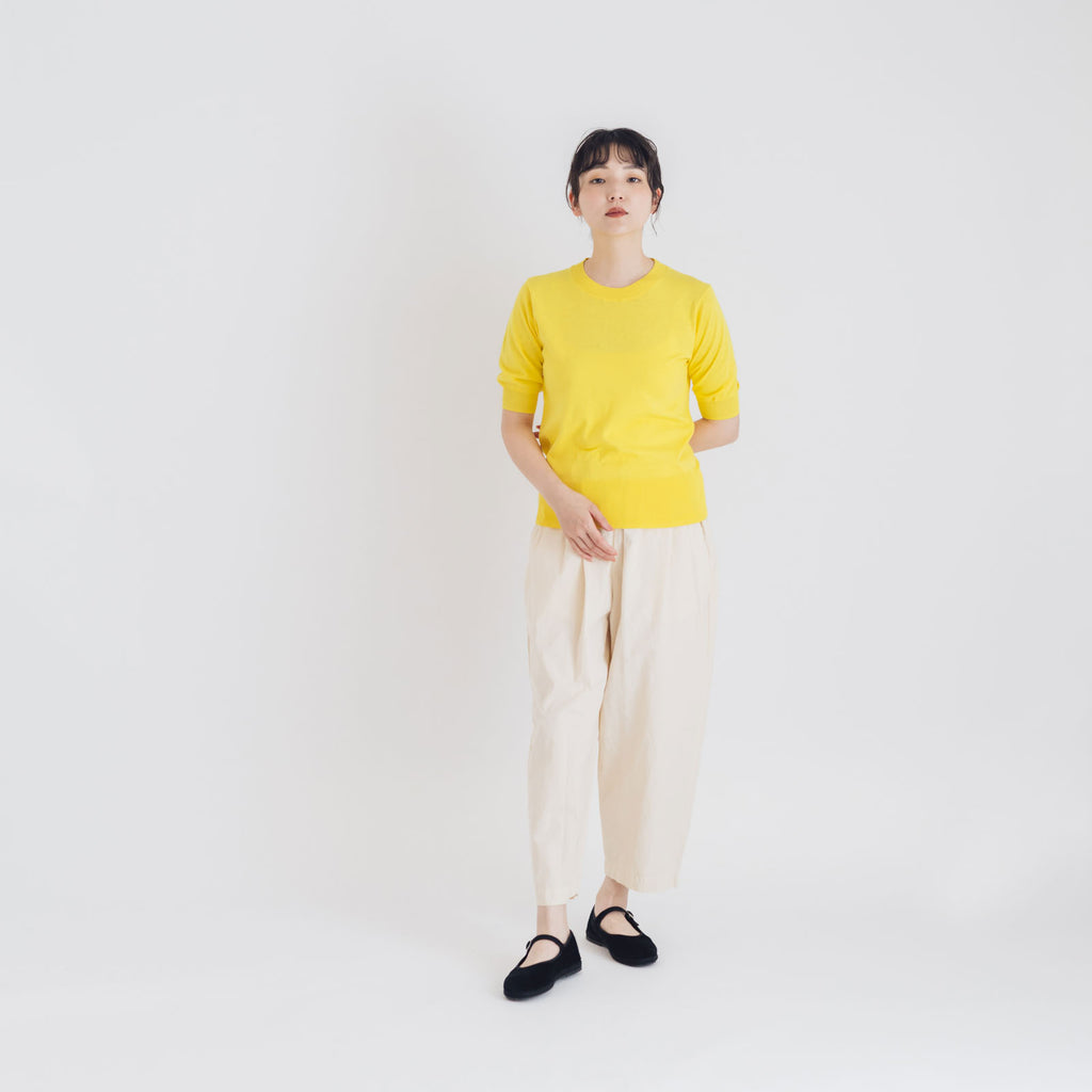 【SALE】 「くらすことの日常生活着」UVウォッシャブル5分袖ニットプルオーバー