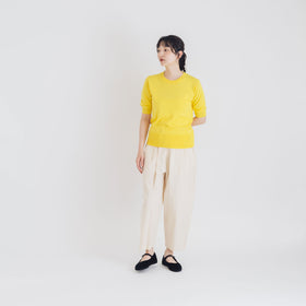 【SALE】 「くらすことの日常生活着」UVウォッシャブル5分袖ニットプルオーバー