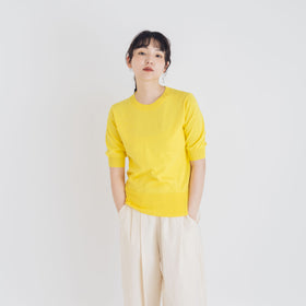 【SALE】 「くらすことの日常生活着」UVウォッシャブル5分袖ニットプルオーバー