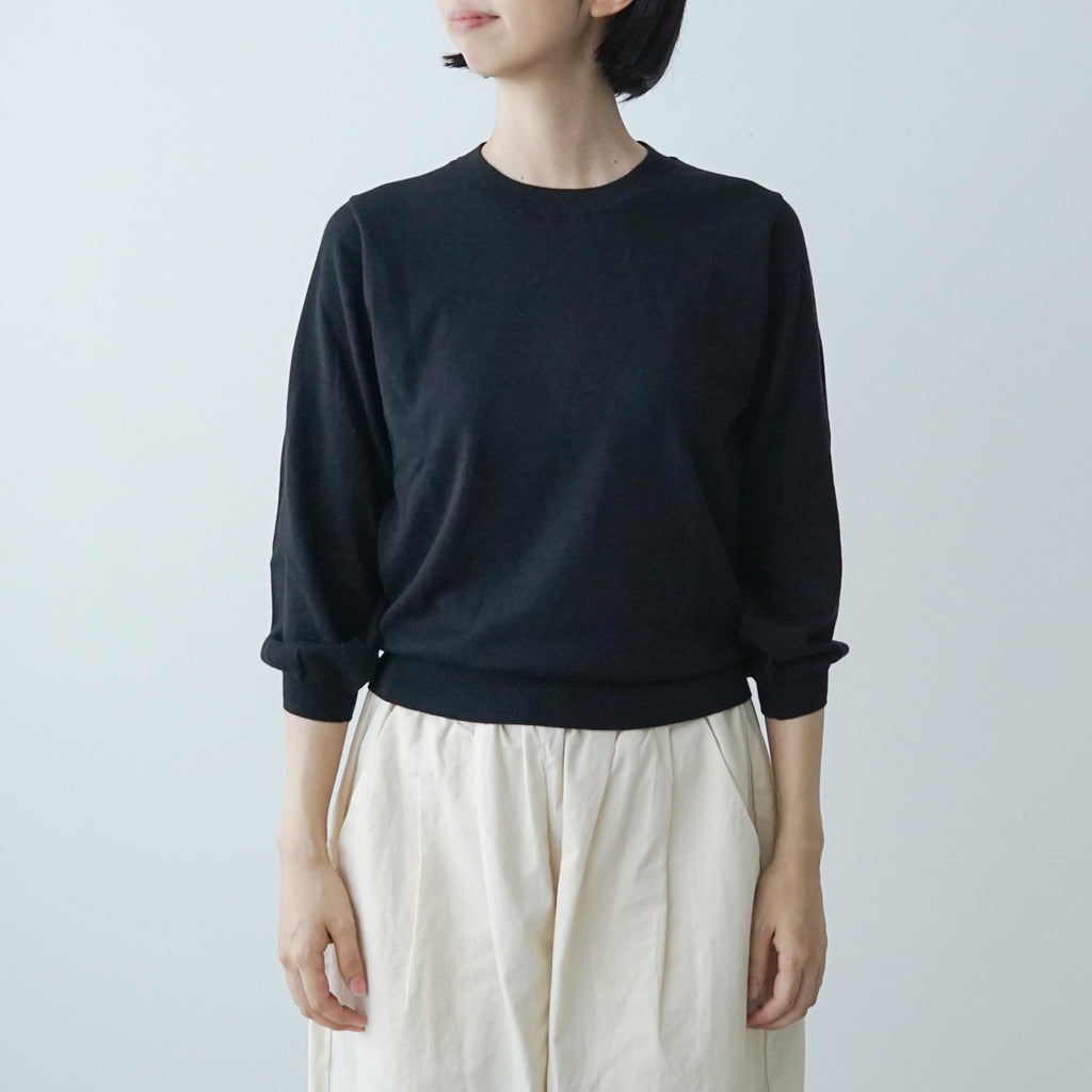 「くらすことの日常生活着」UVウォッシャブル7分袖ニットプルオーバー