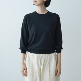 「くらすことの日常生活着」UVウォッシャブル7分袖ニットプルオーバー