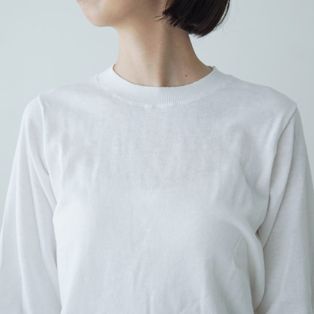 「くらすことの日常生活着」UVウォッシャブル7分袖ニットプルオーバー