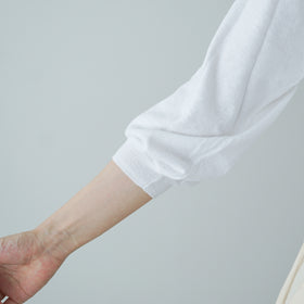 「くらすことの日常生活着」UVウォッシャブル7分袖ニットプルオーバー