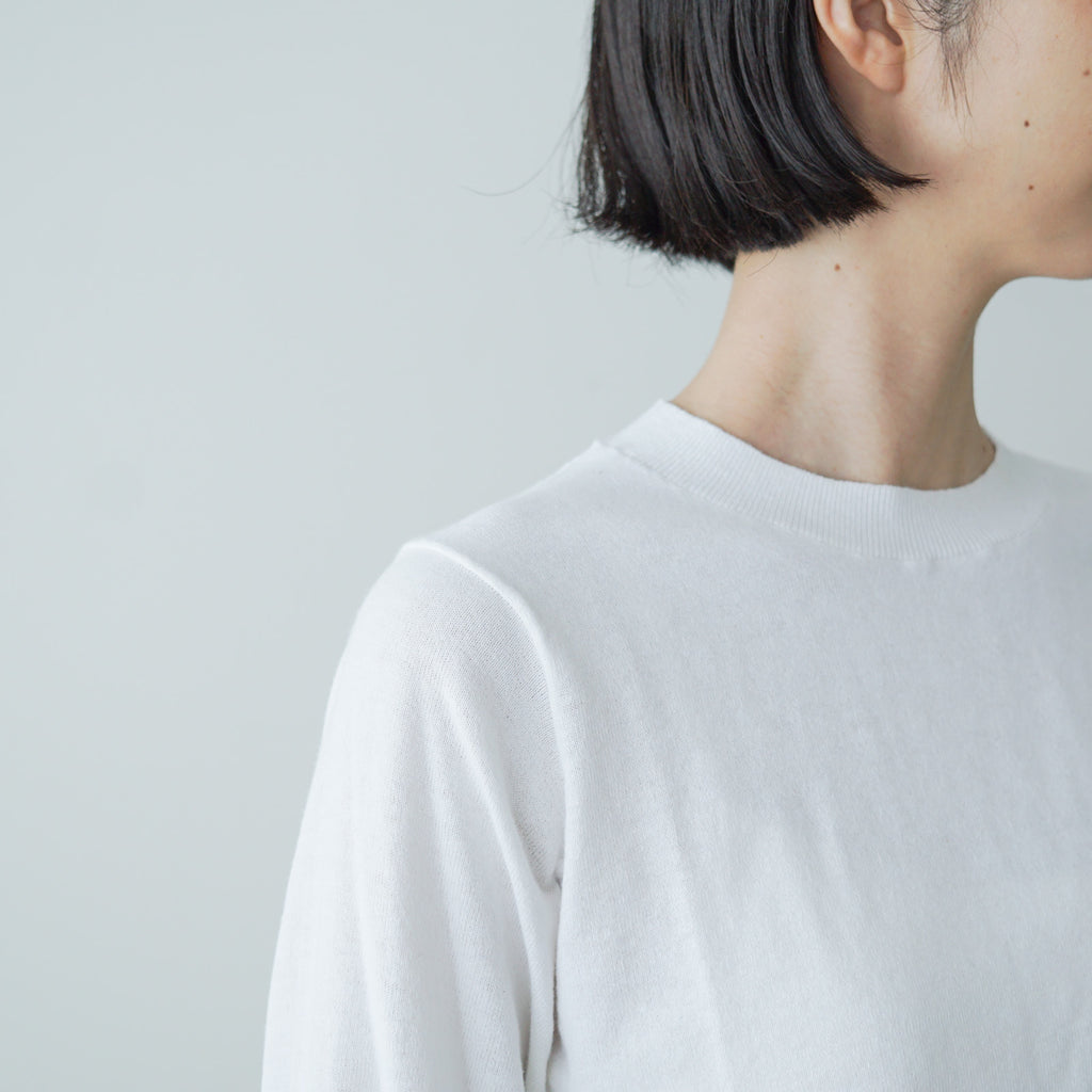 「くらすことの日常生活着」UVウォッシャブル7分袖ニットプルオーバー