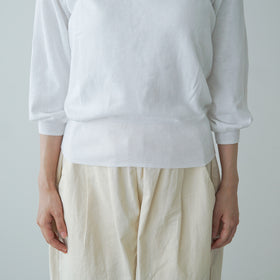 「くらすことの日常生活着」UVウォッシャブル7分袖ニットプルオーバー