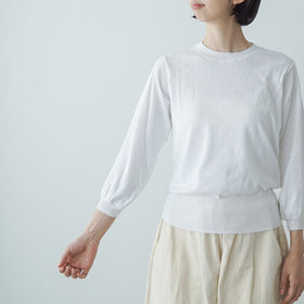 「くらすことの日常生活着」UVウォッシャブル7分袖ニットプルオーバー