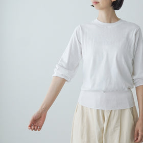 「くらすことの日常生活着」UVウォッシャブル7分袖ニットプルオーバー