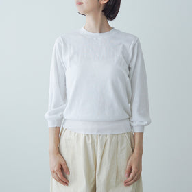 「くらすことの日常生活着」UVウォッシャブル7分袖ニットプルオーバー