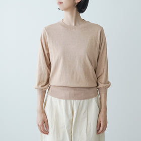 「くらすことの日常生活着」UVウォッシャブル7分袖ニットプルオーバー