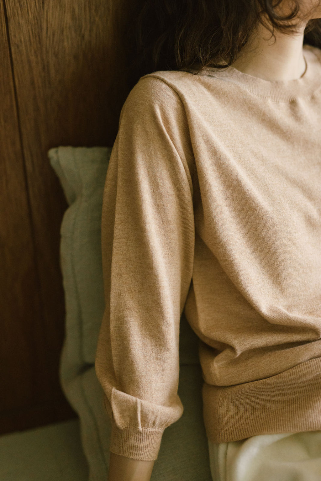 「くらすことの日常生活着」UVウォッシャブル7分袖ニットプルオーバー