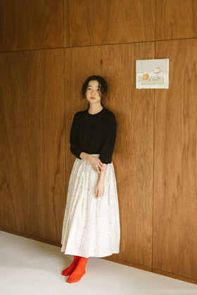 「くらすことの日常生活着」UVウォッシャブル7分袖ニットプルオーバー