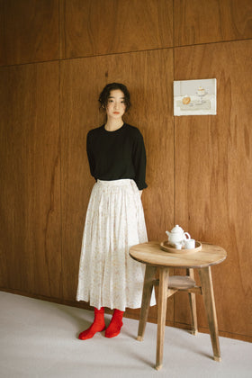 「くらすことの日常生活着」UVウォッシャブル7分袖ニットプルオーバー