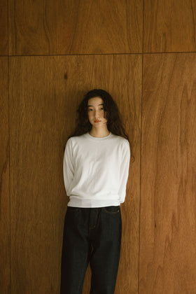 「くらすことの日常生活着」UVウォッシャブル7分袖ニットプルオーバー