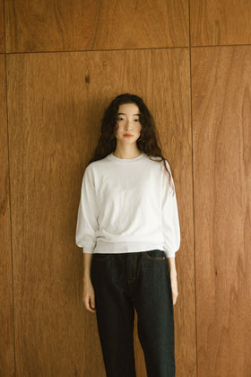 「くらすことの日常生活着」UVウォッシャブル7分袖ニットプルオーバー