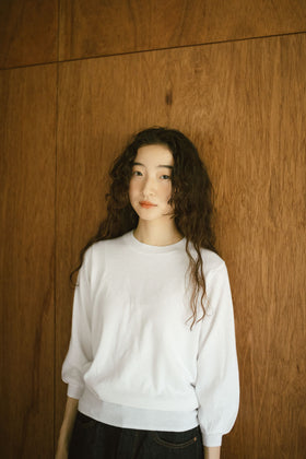 「くらすことの日常生活着」UVウォッシャブル7分袖ニットプルオーバー