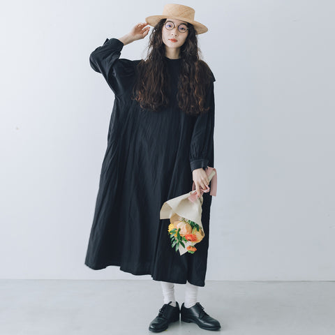 「わたしたちらしい、大人のかわいらしさ」キュプラコットン タックワンピース ブラック