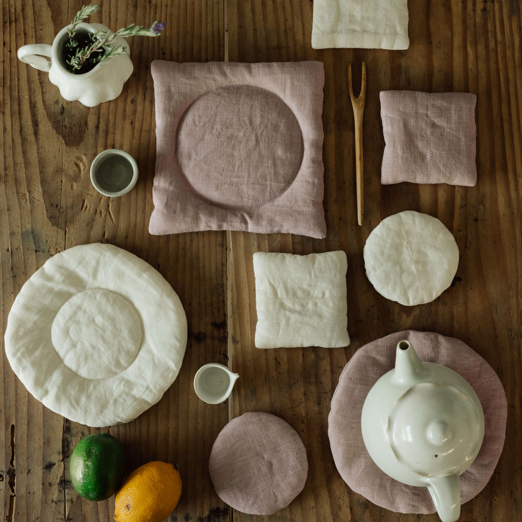 くらすこと リネンのふっくらポットマット / コースター