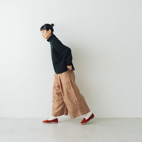 BUNON タックパンツ ドットプリント コーラルブラウン