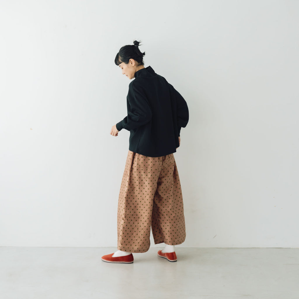 BUNON タックパンツ ドットプリント コーラルブラウン