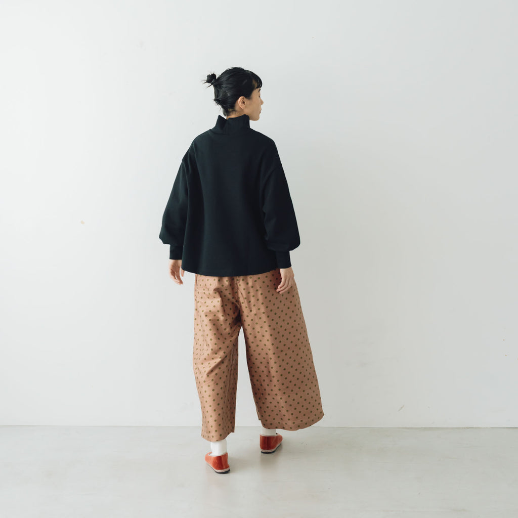 BUNON タックパンツ ドットプリント コーラルブラウン