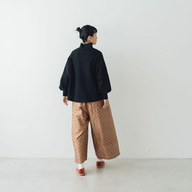 BUNON タックパンツ ドットプリント コーラルブラウン