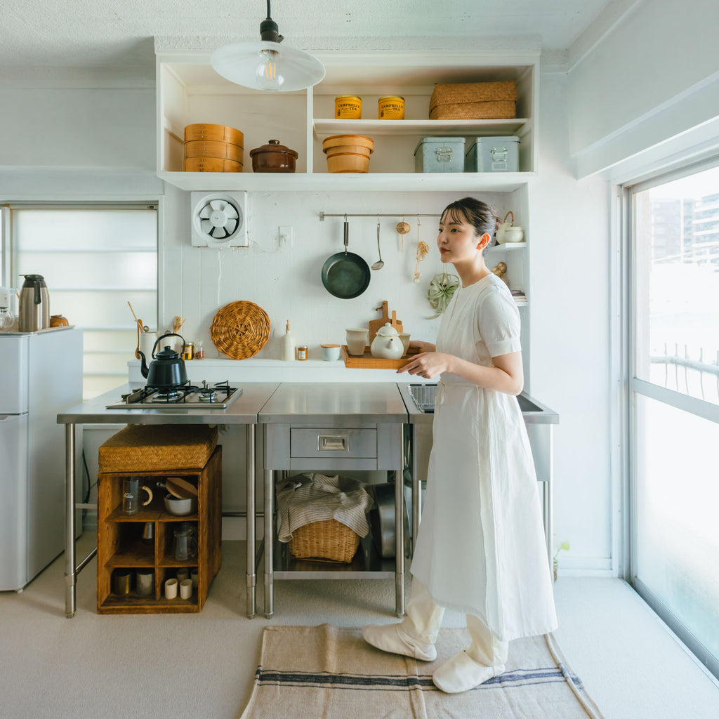 「くらすことの日常生活着」カシュクールエプロン