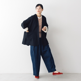 くらすこと +to コットンリネンデニムワイドパンツ