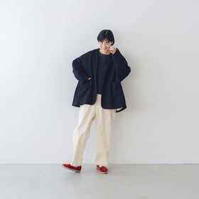 くらすこと +to コットンリネンデニムワイドパンツ