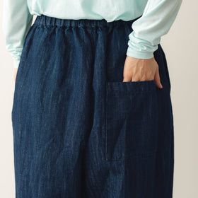 くらすこと +to コットンリネンデニムワイドパンツ