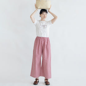 pot and tea チェック柄シンプルワイドパンツ(M)