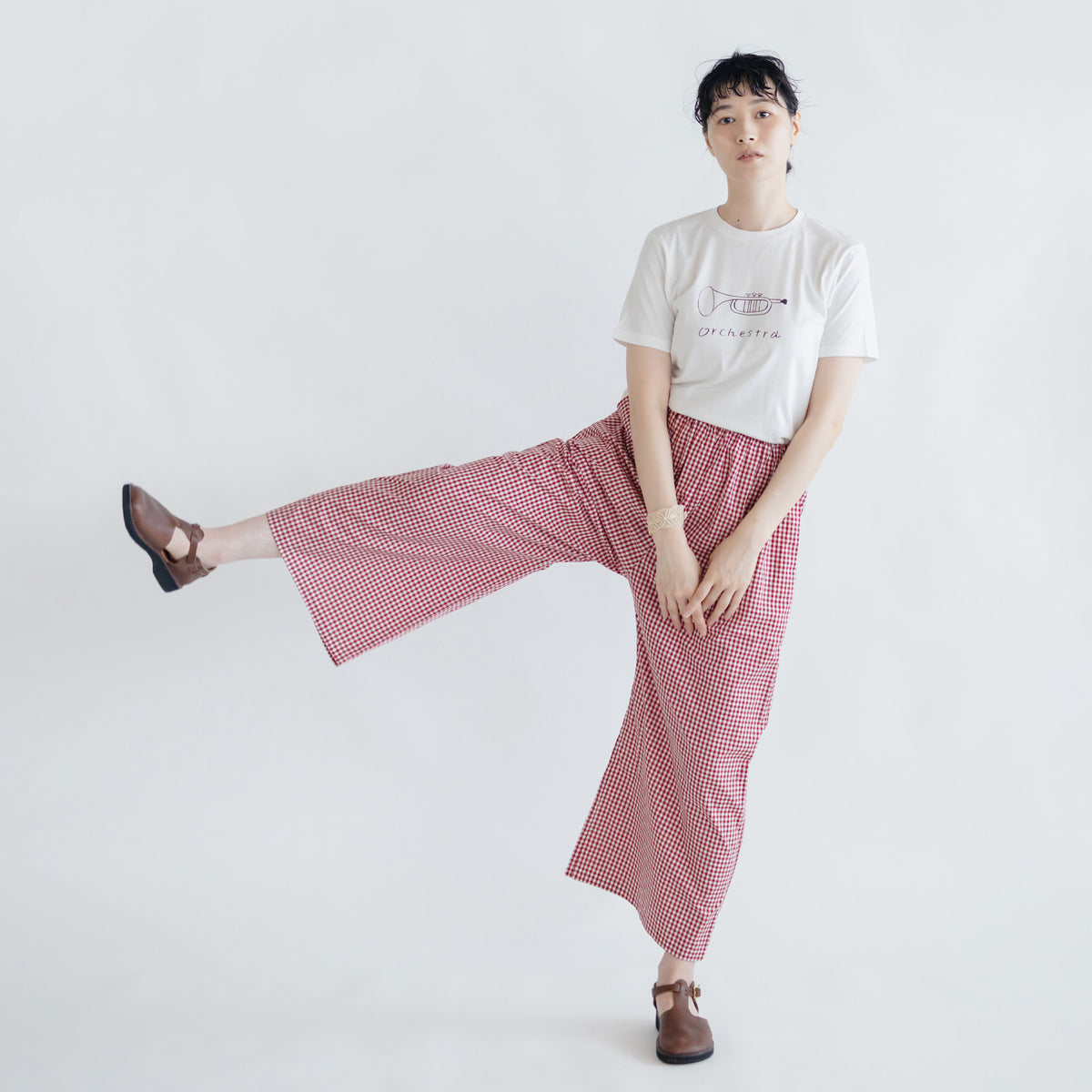 pot and tea チェック柄ワイドパンツ 新品 pot and tea チェック柄シンプルワイドパンツ ｜くらすこと公式