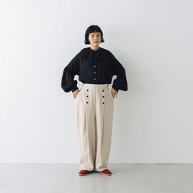 MAGALI ストライプリネン アンティークカラー ブラウス