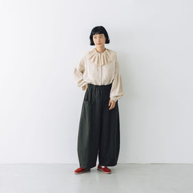 MAGALI コットンリネン アンティークキャンバス フラップパンツ