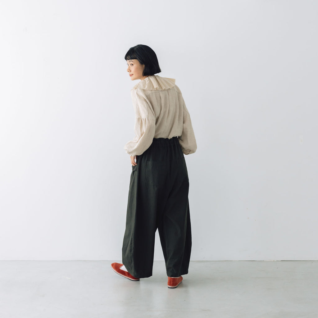 MAGALI コットンリネン アンティークキャンバス フラップパンツ