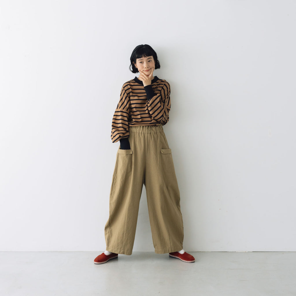 MAGALI コットンリネン アンティークキャンバス フラップパンツ