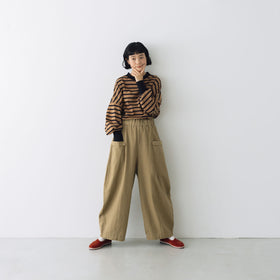 MAGALI コットンリネン アンティークキャンバス フラップパンツ