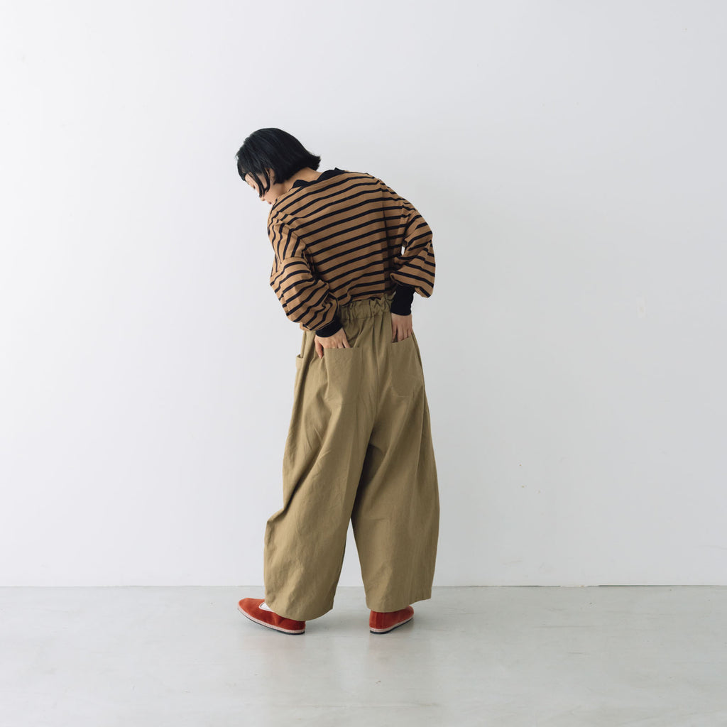 MAGALI コットンリネン アンティークキャンバス フラップパンツ