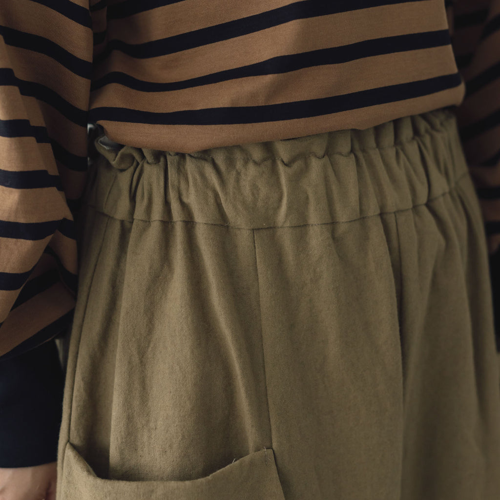 MAGALI コットンリネン アンティークキャンバス フラップパンツ