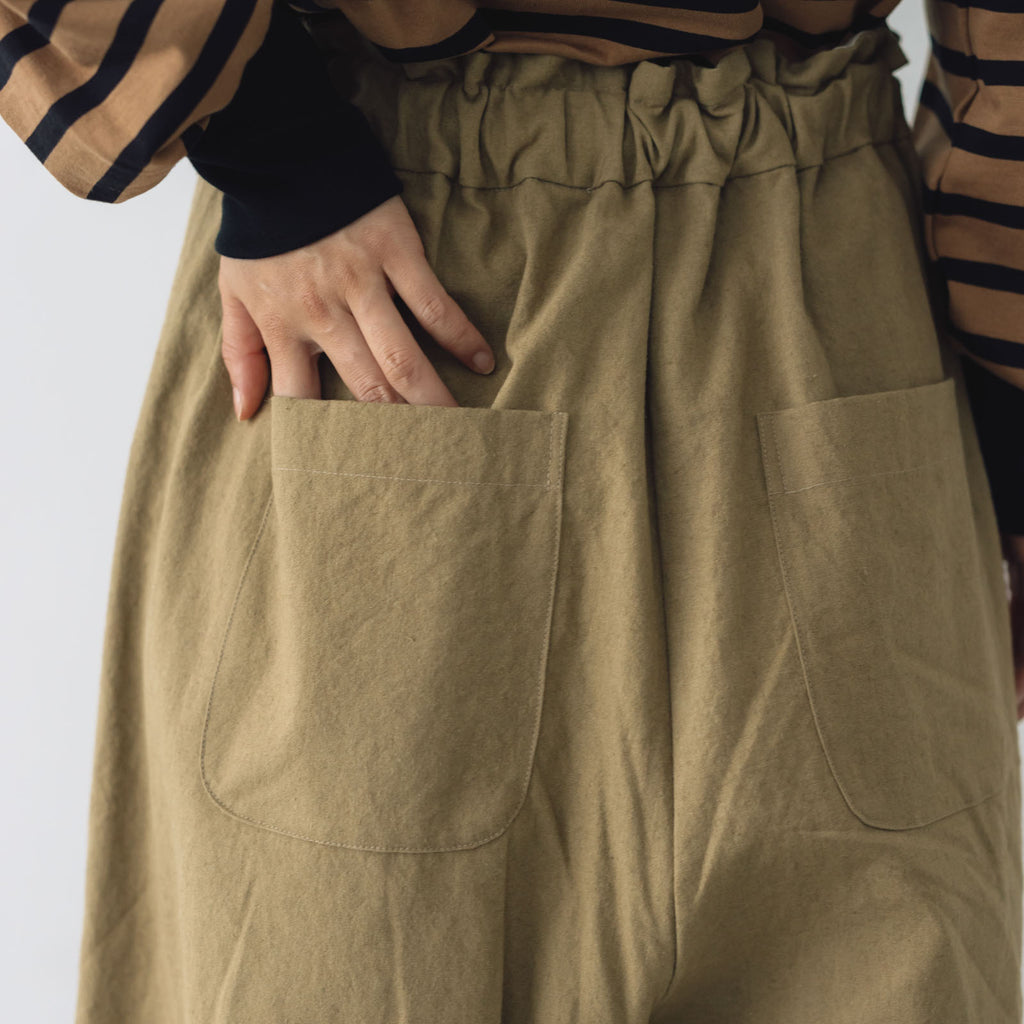 MAGALI コットンリネン アンティークキャンバス フラップパンツ
