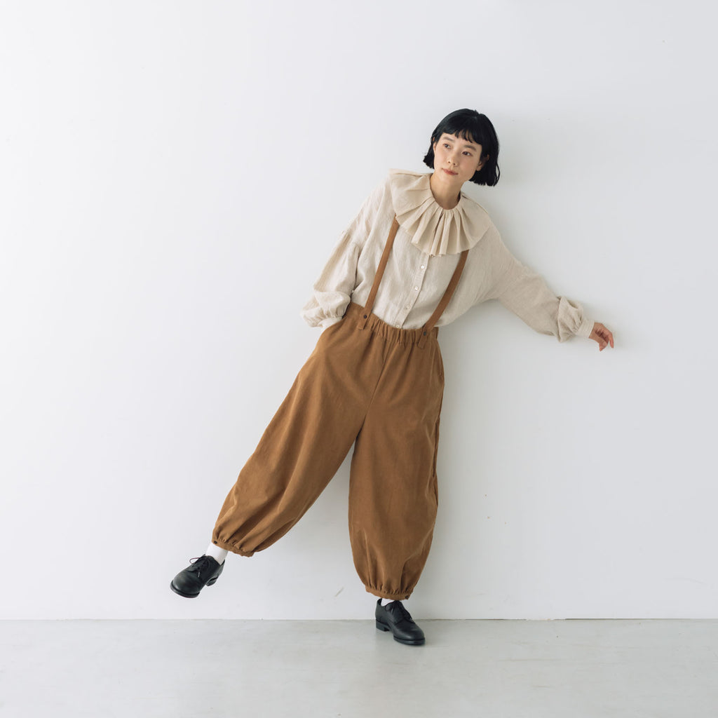 MAGALI ストライプリネン アンティークカラー ブラウス