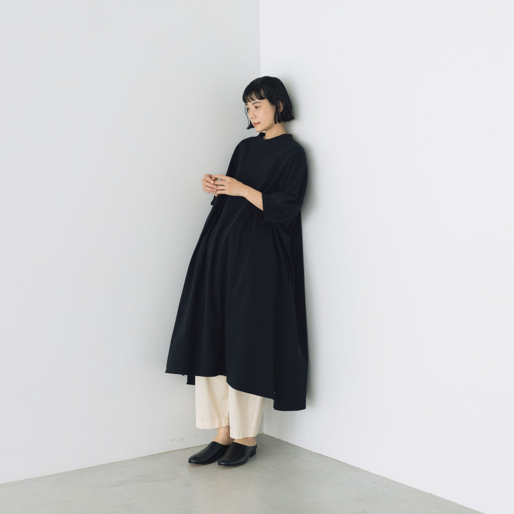 UNIVERSAL SEVEN USAコットン リネンコンボギャザースリーブワンピース