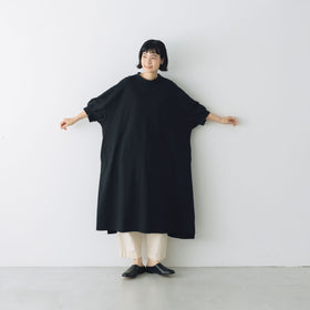 UNIVERSAL SEVEN USAコットン リネンコンボギャザースリーブワンピース