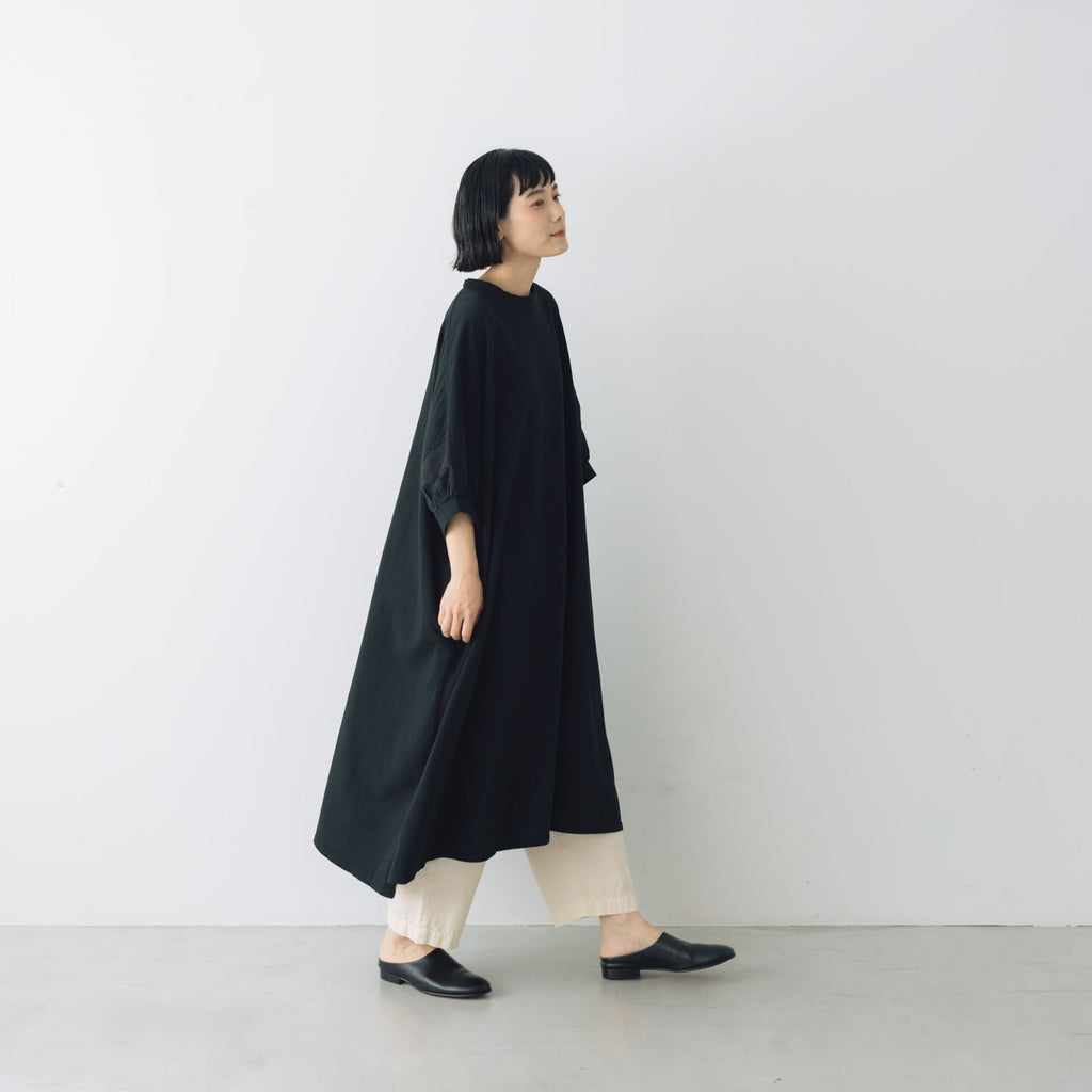 UNIVERSAL SEVEN USAコットン リネンコンボギャザースリーブワンピース