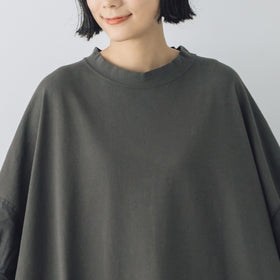 UNIVERSAL SEVEN USAコットン リネンコンボギャザースリーブワンピース