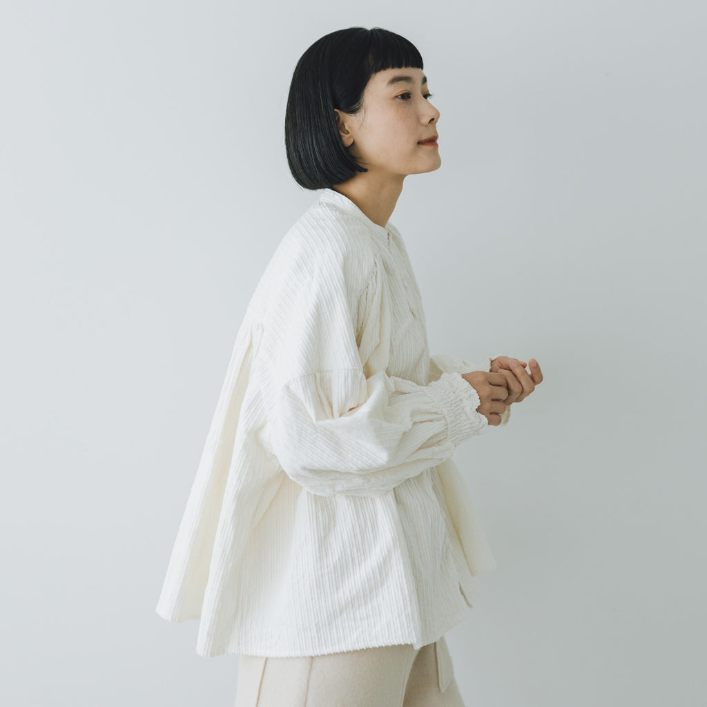 UNIVERSAL TISSU 親子コーデュロイ シャーリングブラウス