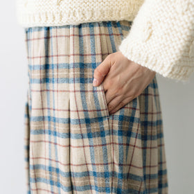 Yarmo ワイドタックイージーパンツ サックス×ベージュ