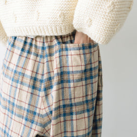 Yarmo ワイドタックイージーパンツ サックス×ベージュ